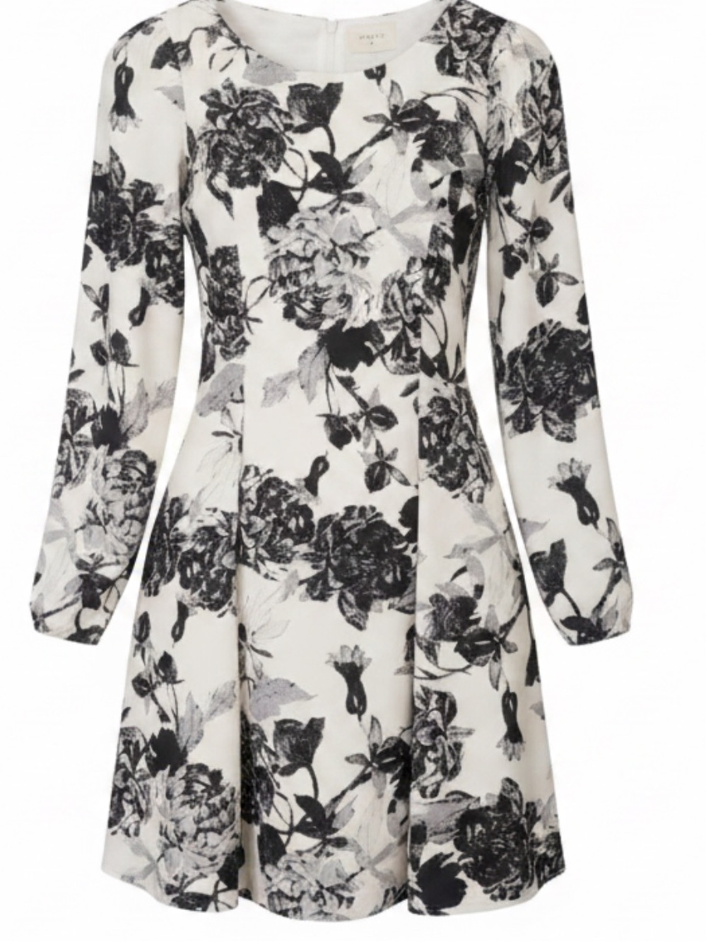 Everly semi sheer long sleeve floral white dress nwot